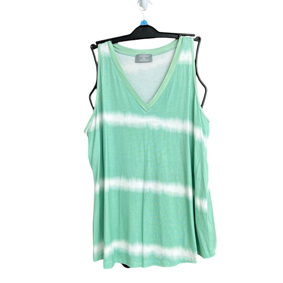 K. Jordan Green Tie Dye V-Neck Sleeveless Tank Top‎ Shirt Size 2X - Picture 1 of 8